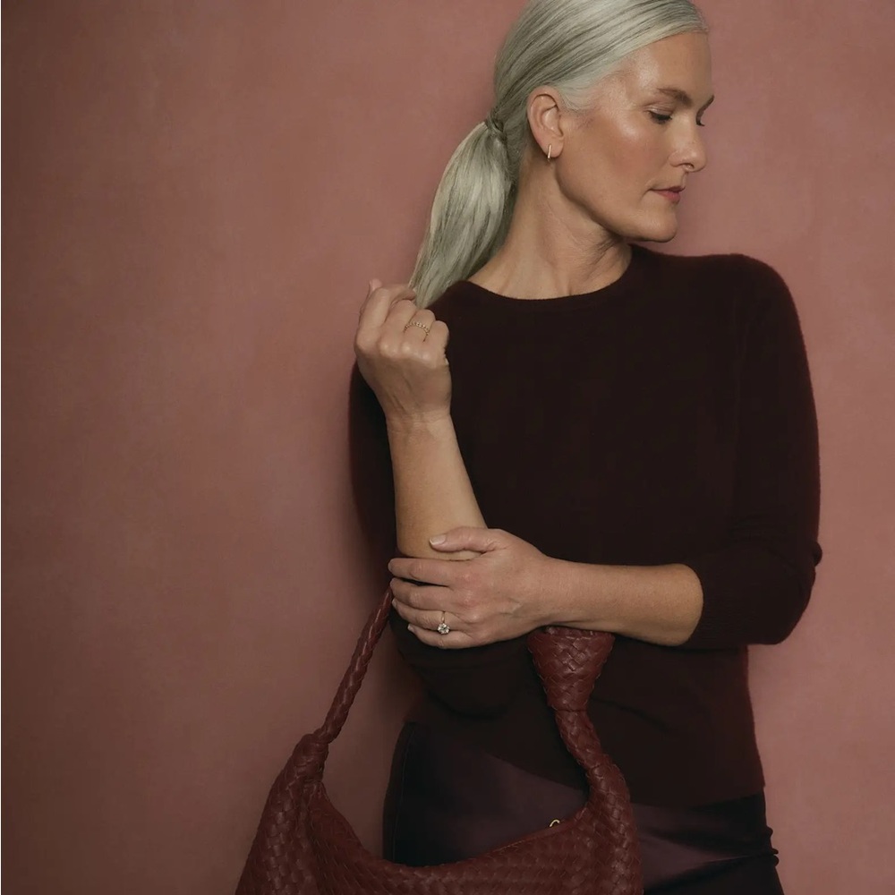 Quince Mongolian Cashmere Crew Neck Burgundy Sweater
